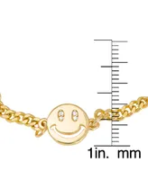 Macy's Gold Plated Cubic Zirconia Smiley Face Bracelet - Gold