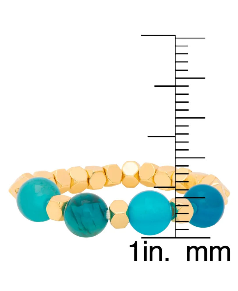 Macy's Gold Plated Simulated Turquoise Stretch Ring - Gold