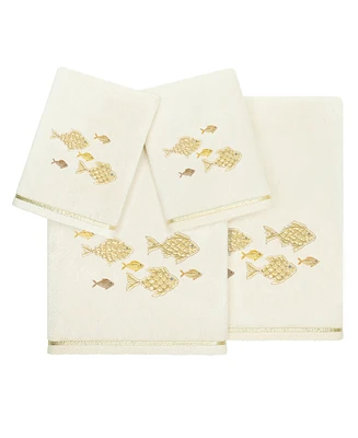 Linum Home Turkish Cotton Figi Embellished 4-Pc. Bath Towel Set