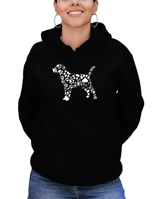 La Pop Art Women's Dog Paw Prints Word Hooded Sweatshirt
