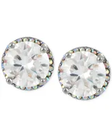 Betsey Johnson Silver-Tone Crystal Round Stud Earrings