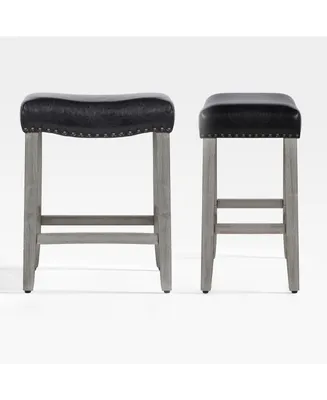 WestinTrends 24" Upholstered Saddle Seat Counter Stool (Set of 2
