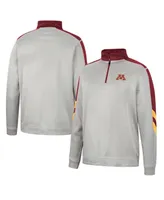 Men's Colosseum Gray and Maroon Minnesota Golden Gophers Bushwood Fleece Quarter-Zip Jacket