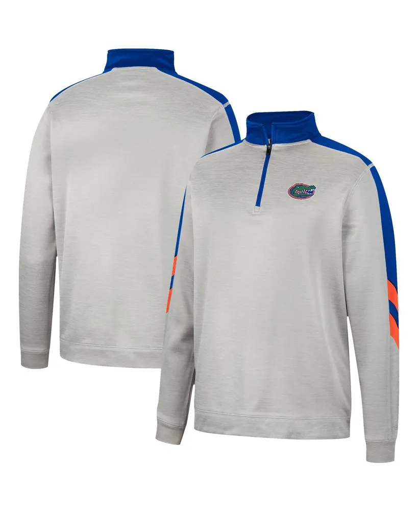 Men's Colosseum Gray and Royal Florida Gators Bushwood Fleece Quarter-Zip Jacket