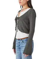 Lucky Brand Women's Cloud Ribbed Tie-Front Cardigan