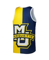 Men's Mitchell & Ness Dwyane Wade Blue, Gold Marquette Golden Eagles Sublimated Player Tank Top