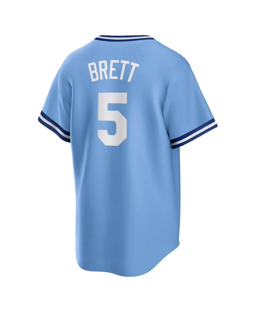 Men's Nike George Brett Light Blue Kansas City Royals Road Cooperstown Collection Player Jersey