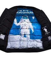 Space One Men's Nasa Inspired Hooded Bomber Jacket with Printed Astronaut Interior