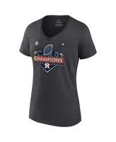 Women's Fanatics Heather Charcoal Houston Astros 2022 World Series Champions Locker Room Short Sleeve V-Neck T-shirt