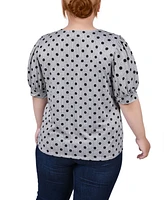 Ny Collection Plus Size Short Sleeve Balloon Sleeve Top