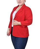 Ny Collection Plus 3/4 Sleeve Scuba Crepe Blazer