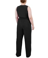 Ny Collection Plus Sleeveless Belted Jumpsuit