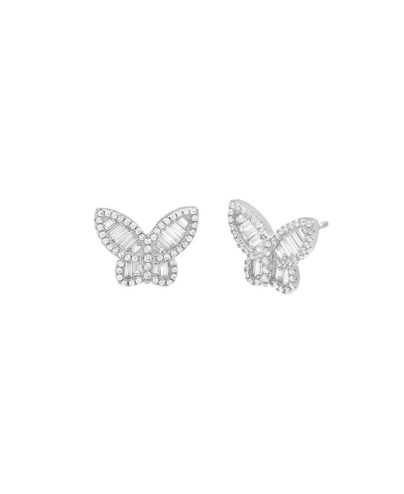 by Adina Eden Pave Baguette Butterfly Stud Earrings