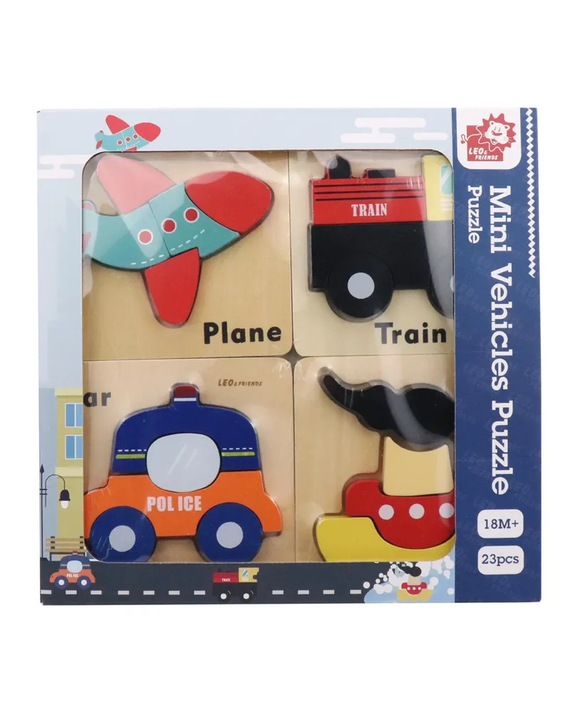 Leo & Friends Wooden Vehicle Puzzle Kit for Boys and Girls