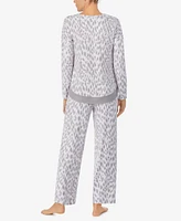 Ellen Tracy Women's Long Sleeve Crew Neck Pajamas Set