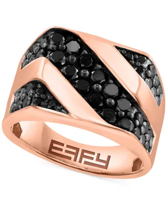 Effy Men's Black Diamond Diagonal Ring (2 ct. t.w.) in 14k Rose Gold