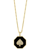 Effy Men's Diamond (1/3 ct. t.w.) & Enamel Spade 22" Pendant Necklace in 14k Gold