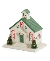 Christmas Tree Lighted School House Figurine