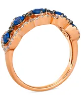 Le Vian Blueberry Sapphire (3/4 ct. t.w.) & Diamond (7/8 ct. t.w.) Scalloped Ring in 14k Rose Gold