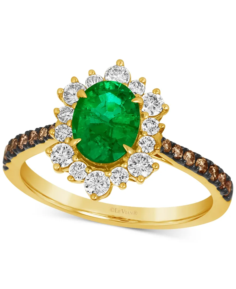 Le Vian Costa Smeralda Emeralds (7/8 ct. t.w.) & Diamond (5/8 ct. t.w.) Halo Ring in 14k Gold