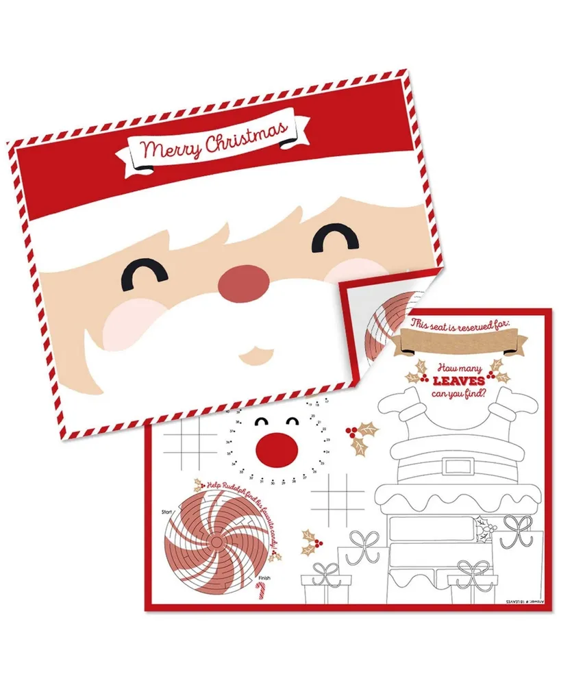 Big Dot Of Happiness Jolly Santa Claus - Paper Coloring Sheets - Activity  Placemats - Set of 16