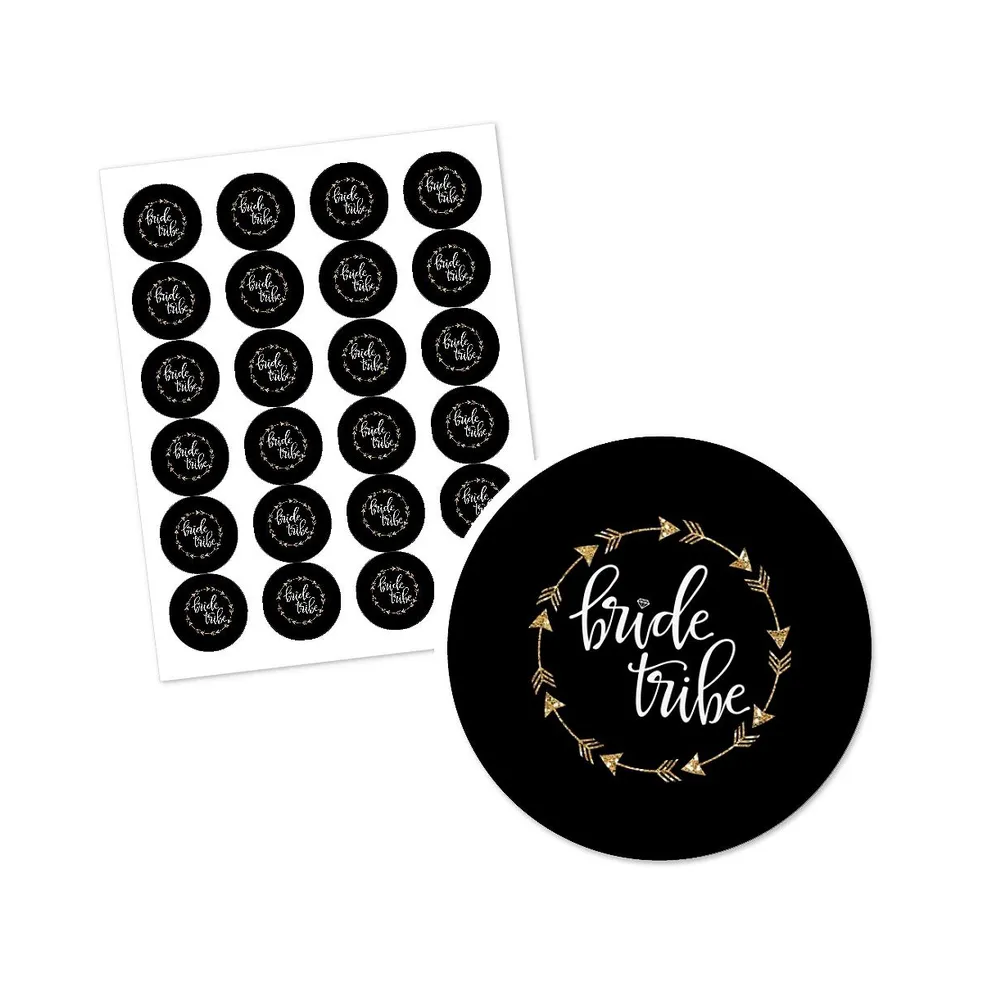 Bride Tribe - Bridal Shower & Bachelorette Party Circle Sticker Labels - 24 Ct