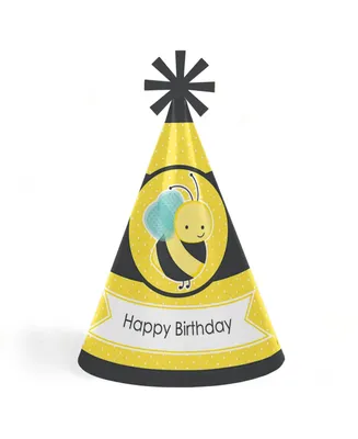 Honey Bee - Cone Happy Birthday Party Hats - Set of 8 (Standard Size)