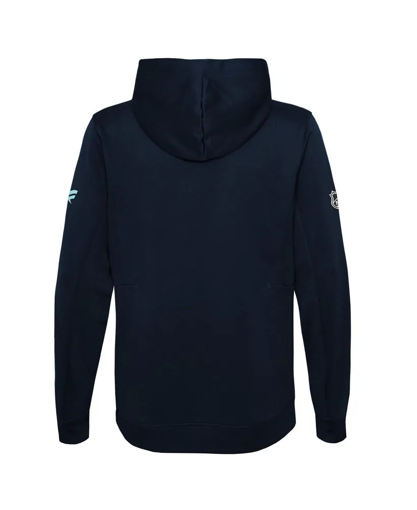 Big Boys and Girls Fanatics Deep Sea Blue Seattle Kraken Authentic Pro Pullover Hoodie