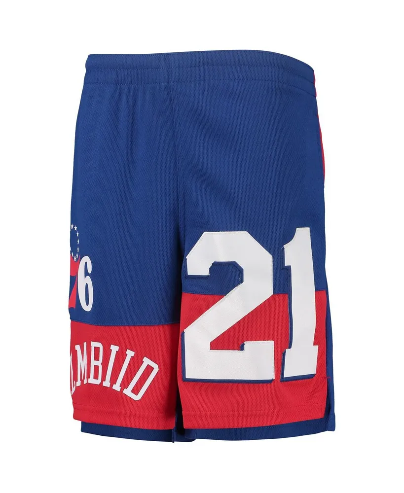 Big Boys and Girls Joel Embiid Royal Philadelphia 76ers Pandemonium Name Number Shorts