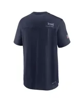 Men's Nike Navy Tennessee Titans Sideline Coach Chevron Lock Up Logo V-neck Performance T-shirt