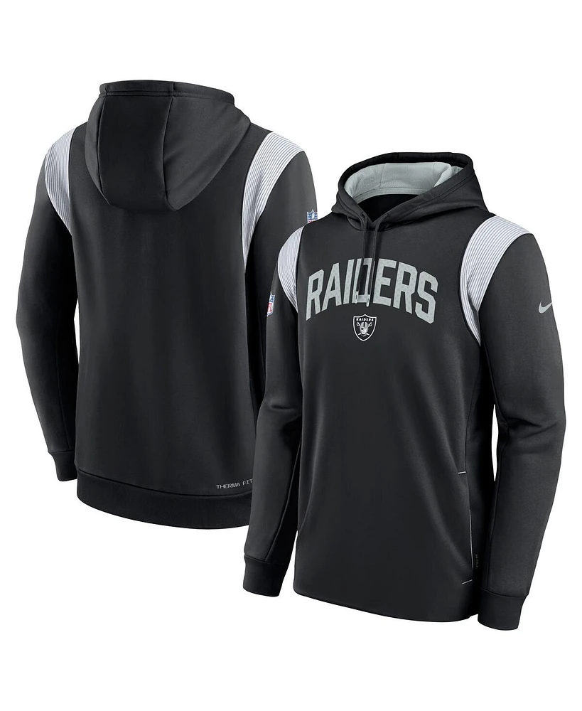 Men's Nike Black Las Vegas Raiders Sideline Athletic Stack Performance Pullover Hoodie