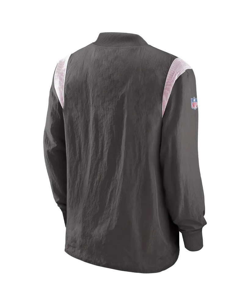 Men's Nike Pewter Tampa Bay Buccaneers Sideline Athletic Stack V-neck Pullover Windshirt Jacket