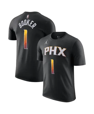 Men's Jordan Devin Booker Black Phoenix Suns 2022/23 Statement Edition Name and Number T-shirt