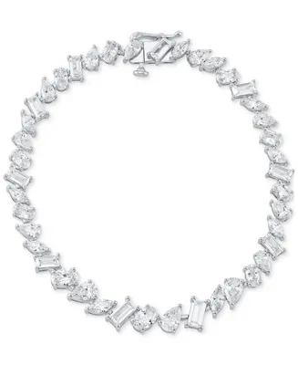 Cubic Zirconia Multi-Cut Tennis Bracelet in Sterling Silver