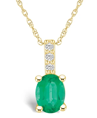 Macy's Emerald (1-1/5 Ct. t.w.) and Diamond Accent Pendant Necklace