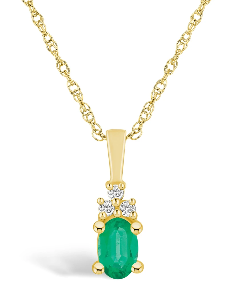 Macy's Emerald (1/2 Ct. t.w.) and Diamond Accent Pendant Necklace