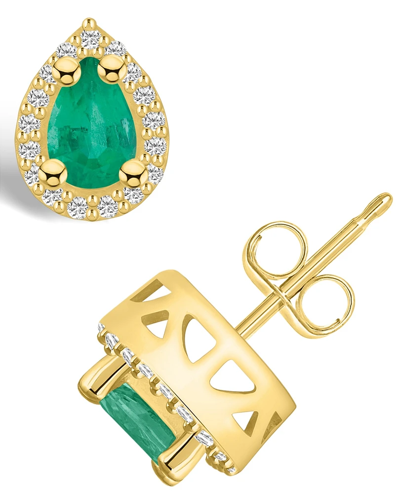 Macy's Emerald (/ Ct. t.w.) and Diamond (/ Halo Stud Earrings