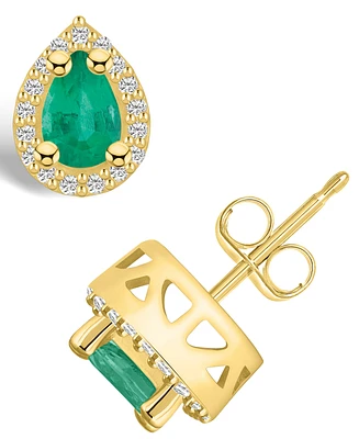 Macy's Emerald (/ Ct. t.w.) and Diamond (/ Halo Stud Earrings