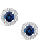 Macy's Sapphire (1-1/ Ct. t.w.) and Diamond (1/ Halo Stud Earrings