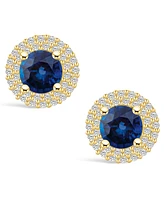Macy's Sapphire (2 Ct. t.w.) and Diamond (1/2 Halo Stud Earrings
