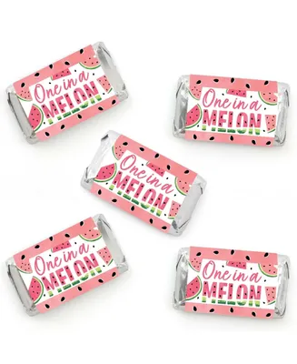 Sweet Watermelon - Mini Candy Bar Wrapper Stickers - Fruit Party Favors - 40 Ct