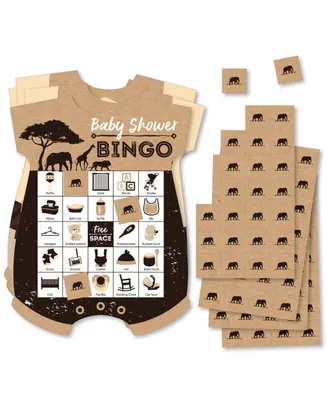 Wild Safari - Picture Bingo Cards & Markers Baby Shower Shaped Bingo Game 18 Ct