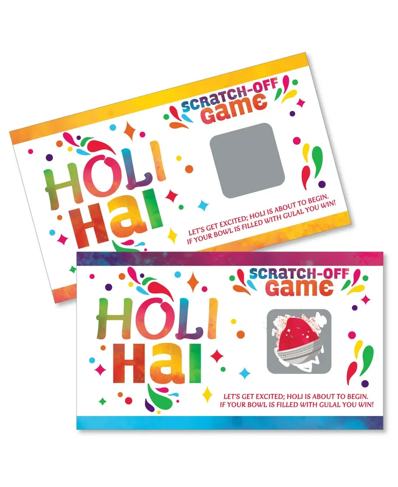 Holi Hai - Festival of Colors Party Game Scratch Off Cards - 22 Count