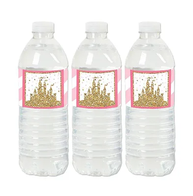 Little Princess Crown Baby Shower or Birthday Water Bottle Sticker Labels 20 Ct