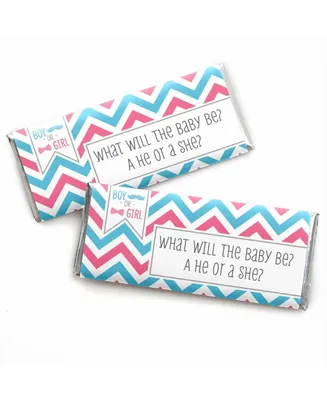 Chevron Gender Reveal - Candy Bar Wrappers Party Favors - 24 Ct