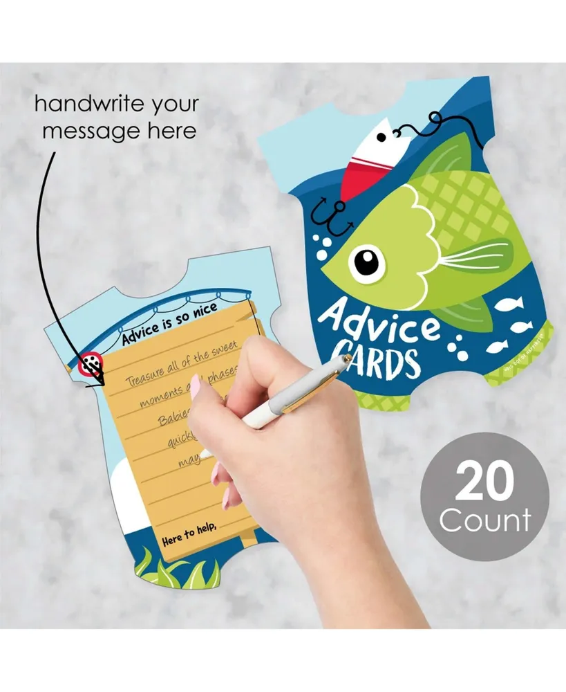Let's Go Fishing Wish Card Baby Shower Activities Shaped Advice Cards Game 20 Ct