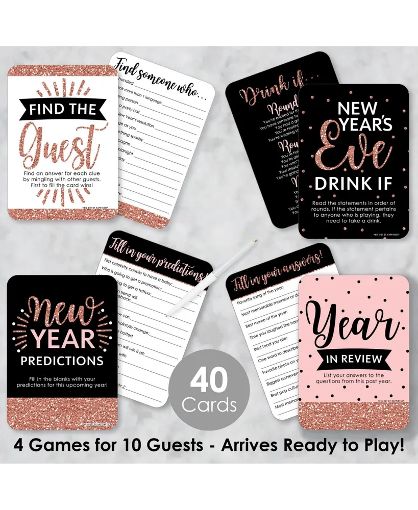 Rose Gold Happy New Year - 4 Party Games - 10 Cards Each - Gamerific Bundle