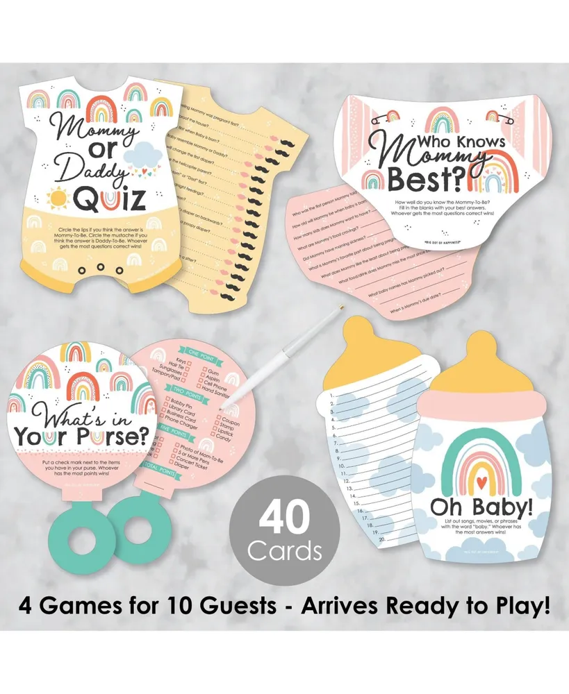 Hello Rainbow - 4 Boho Baby Shower Games - 10 Cards Each - Gamerific Bundle