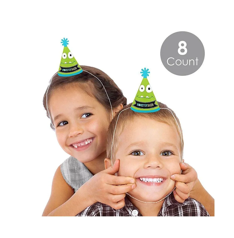 Monster Bash - Mini Cone Birthday Party or Baby Shower Small Party Hats - 8 Ct