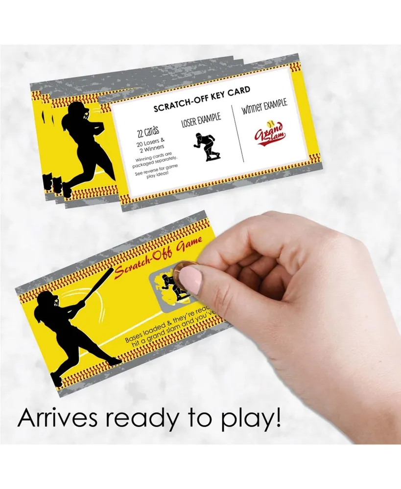 Grand Slam - Fastpitch Softball - Party Game Scratch Off Cards - 22 Ct